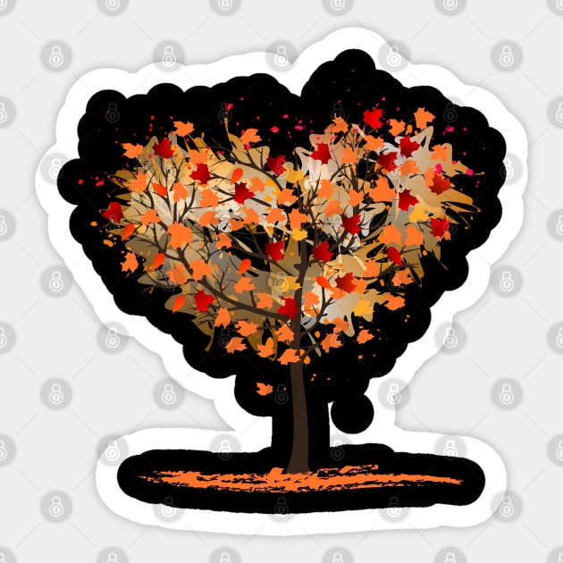 Autumn Tree Shedding Leaves Sticker by Art by Ergate